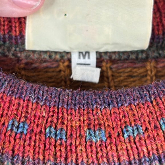 VTG 90s Concept Wool Sweater M Leaf Leaves Fall Chunky Christmas Granny Cottage - Picture 6 of 12